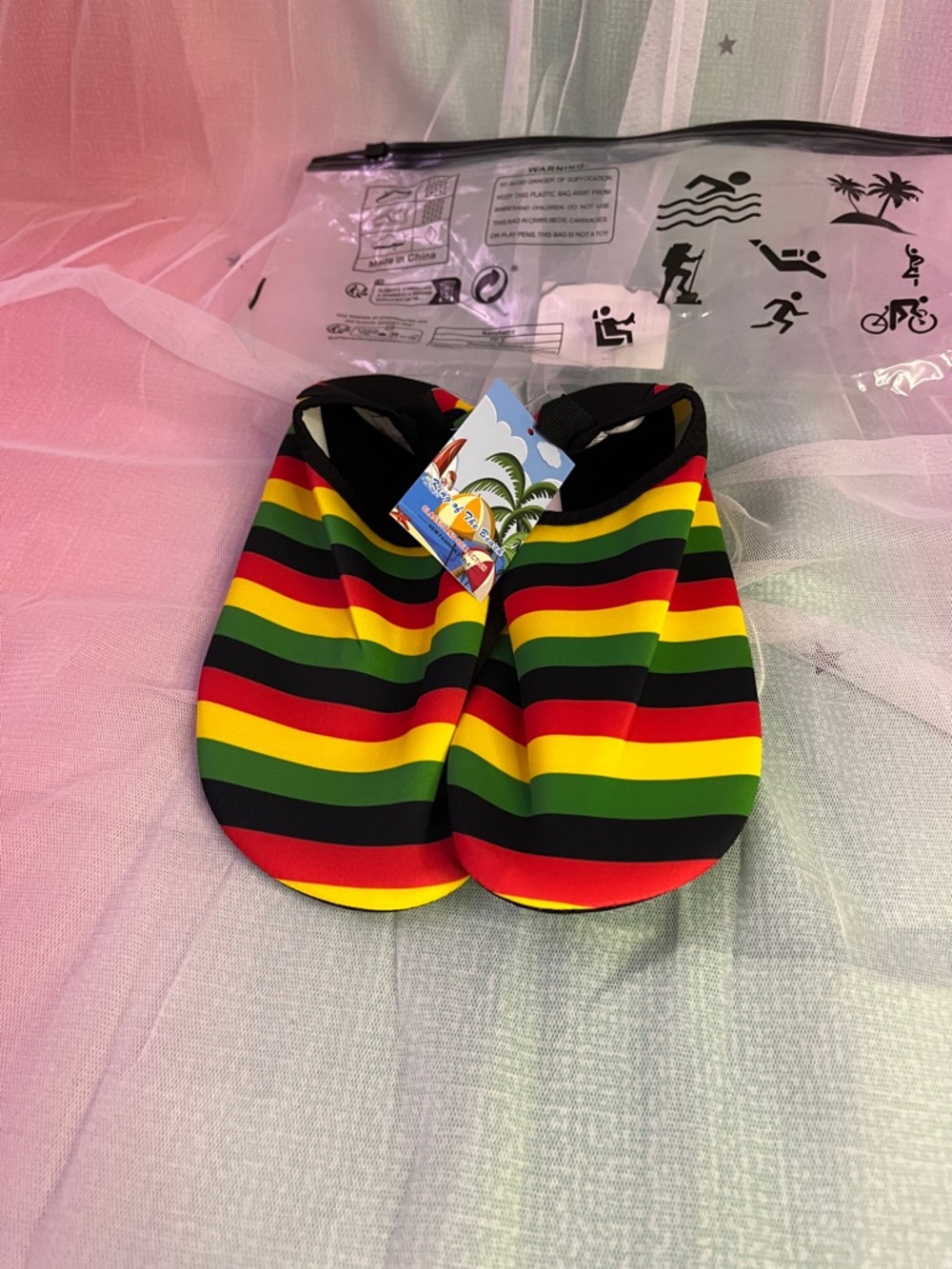 Women Striped Water Shoes - Red, Yellow, Green, Black